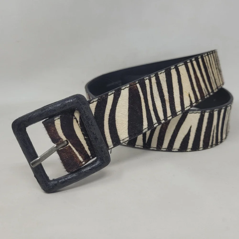 Zebra Print Belt Small Haircalf Animal Print Statement Y2K Mob Wife 90s Boho